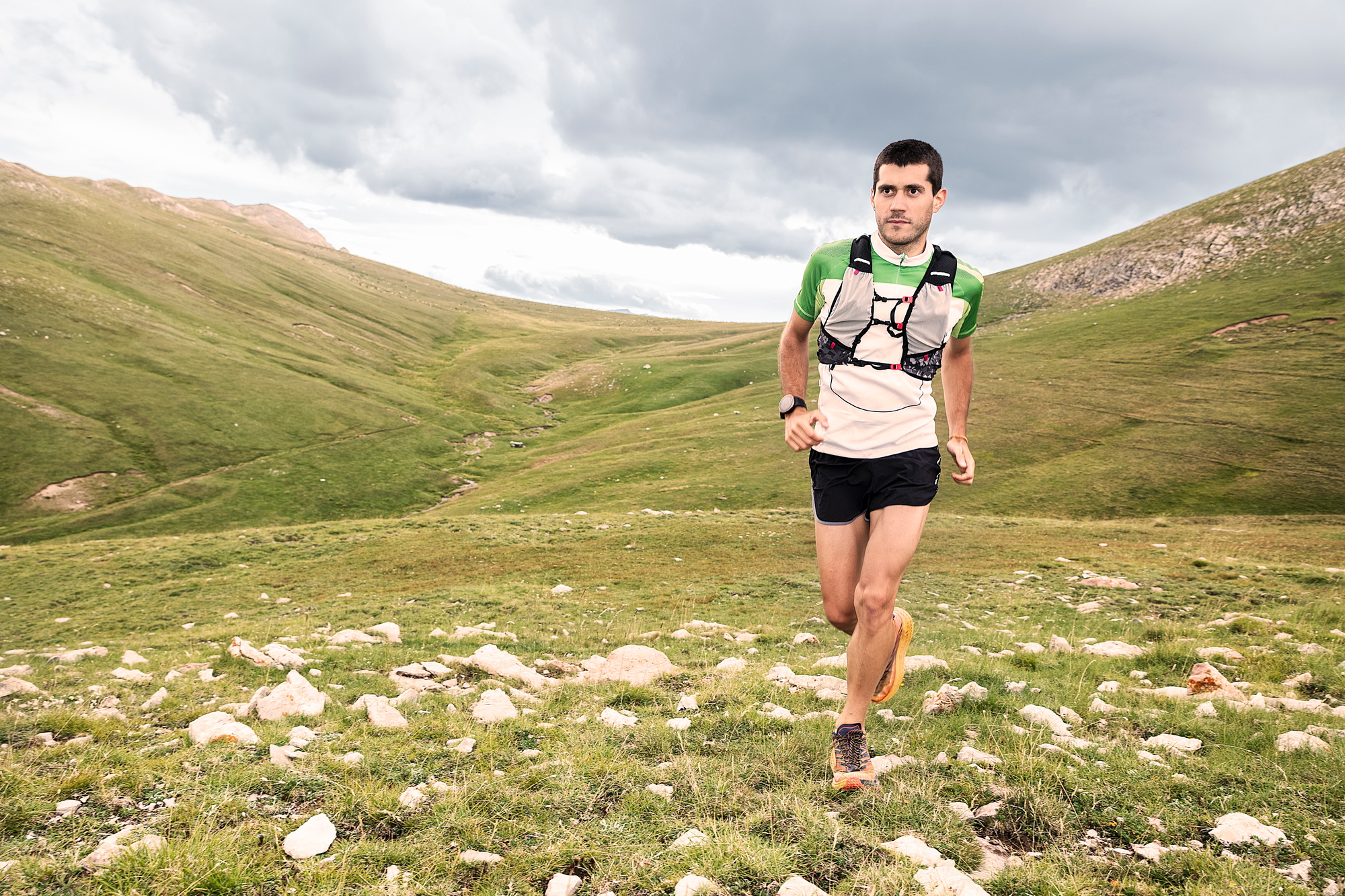 Athlete Runner Runs In Mountain